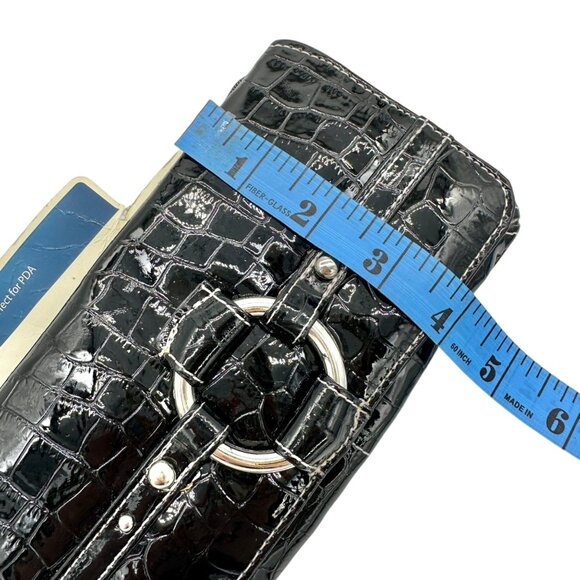 Rolfs Black Croc-Embossed Leather Wallet Clutch Card Holder Multiple Pockets - Picture 13 of 13